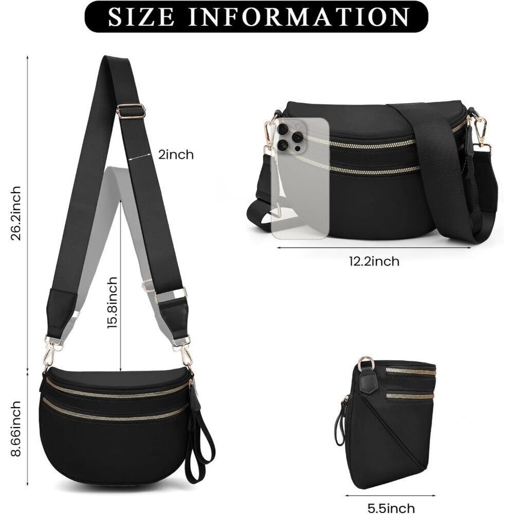 Women Crossbody Bum Bag Nylon Checkered Purse Shoulder Bag 2025 - Picture 4 of 7